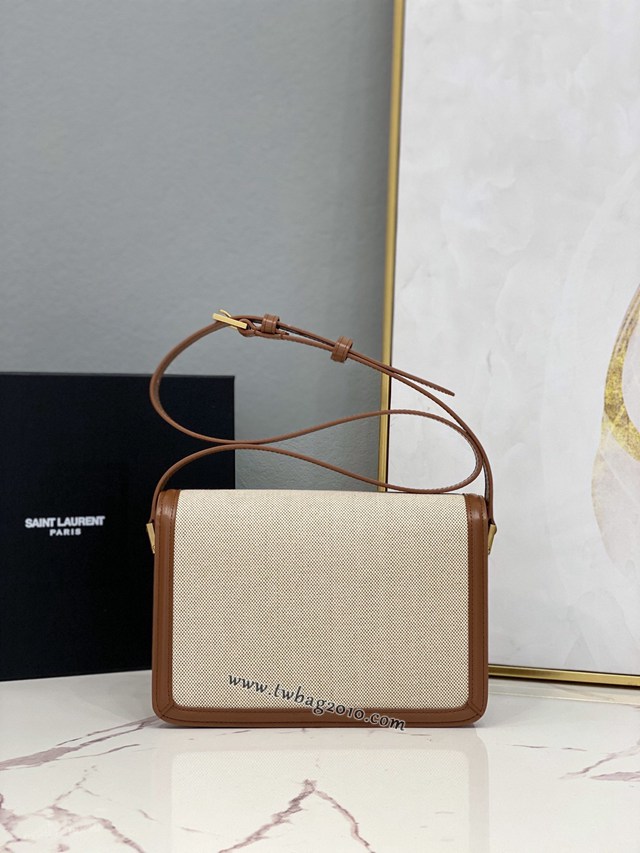 YSL专柜款女包 聖羅蘭經典款MONOGRAM金屬旋扣郵差包 YSL肩背斜挎包 634305  jjh1112